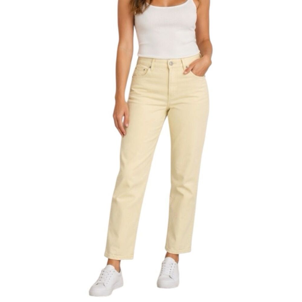 Banana Republic Butter yellow Girlfriend Jeans Size 10 Straight leg 5 Pocket - Picture 1 of 6